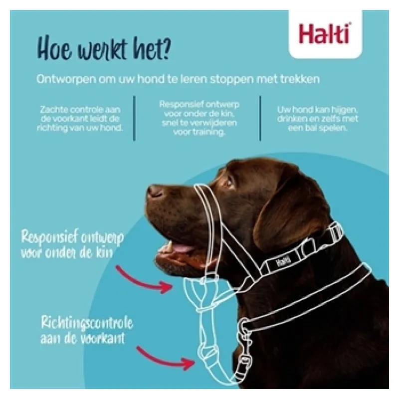 Halti hoofdhalster zwart (anti-trek)