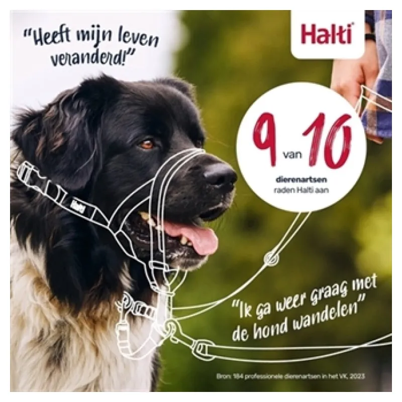 Halti hoofdhalster zwart (anti-trek)