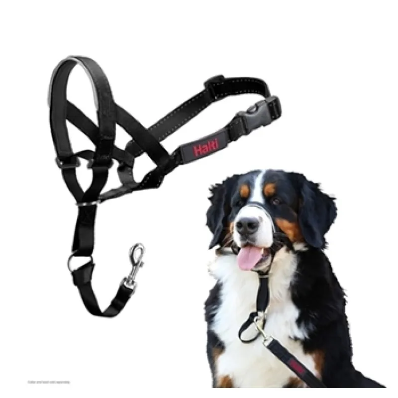 Halti hoofdhalster zwart (anti-trek) – Maat 2 (nek 35–48 cm)