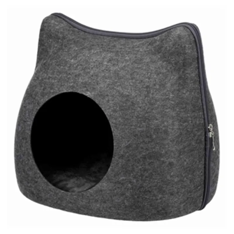 Trixie Vilten iglo kattenkop grijs