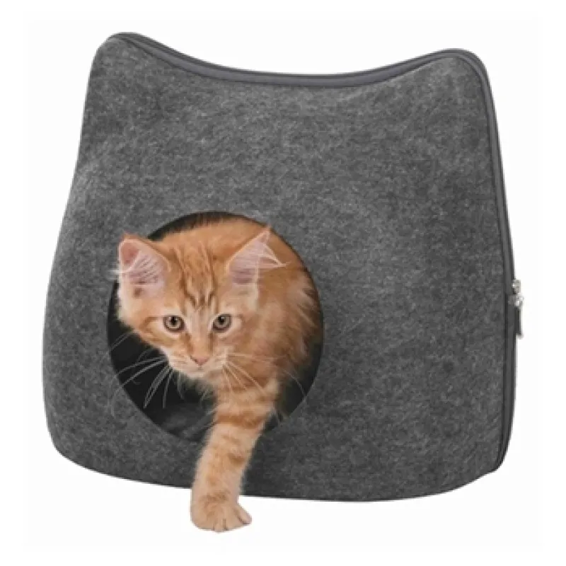 Trixie Vilten iglo kattenkop grijs
