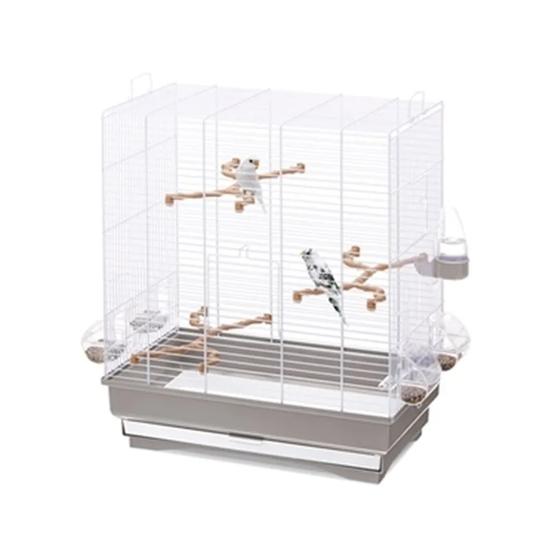 Vogelkooi Carlotta taupe/wit (50×30×56 cm)